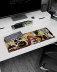 32x12 inches Naruto mouse pad featuring Naruto grinning at ramen with bored Shikamaru and judging Sakura.