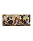 28x12 inches anime mouse pad featuring Naruto Team 7 dinner scene in a cozy ramen shop setting.
