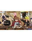 Team 7 ramen shop scene anime desk pad, 40x20 inches, featuring Naruto, Sakura, Shikamaru and friends.