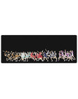 Anime volleyball silhouette desk mat on black background, 32x12 inches mouse pad for gaming.