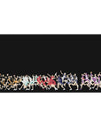Anime volleyball silhouette desk pad on black, clean graphic players sprinting, 40x20 inches.