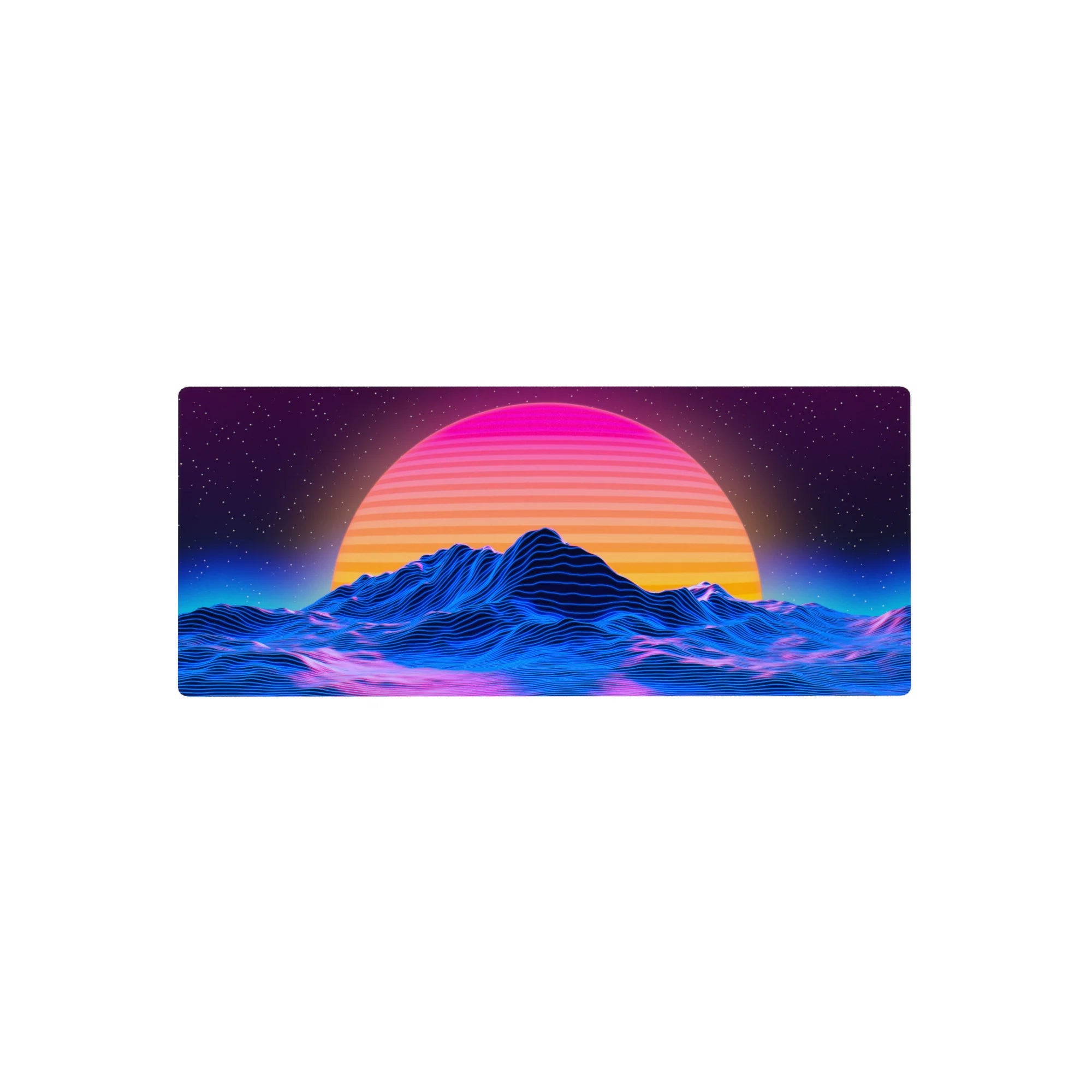 Retrowave - Vaporwave Deskmat | Mousepad | Deskpad - Retro Sunset Peaks - AniChan