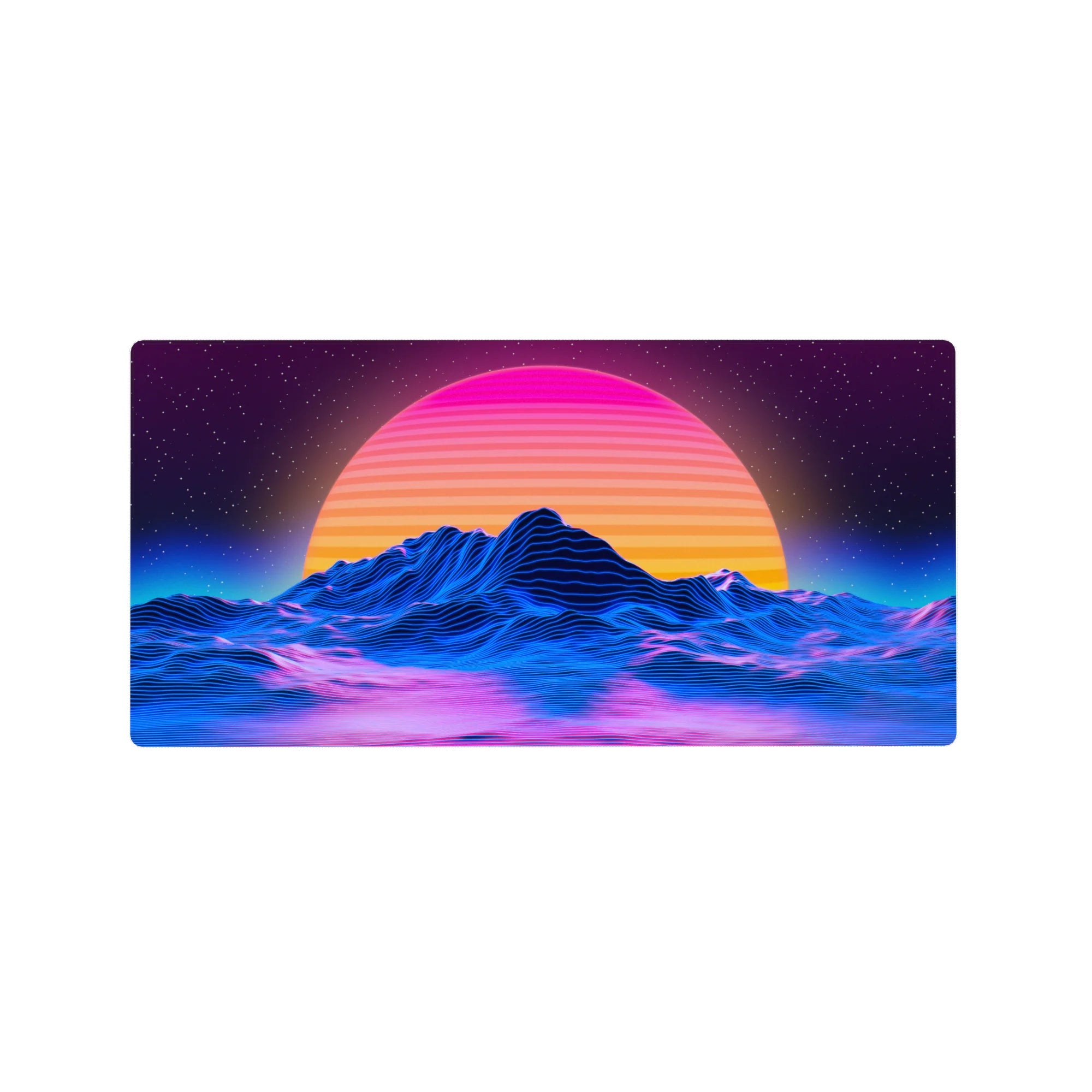 Retrowave - Vaporwave Deskmat | Mousepad | Deskpad - Retro Sunset Peaks - AniChan