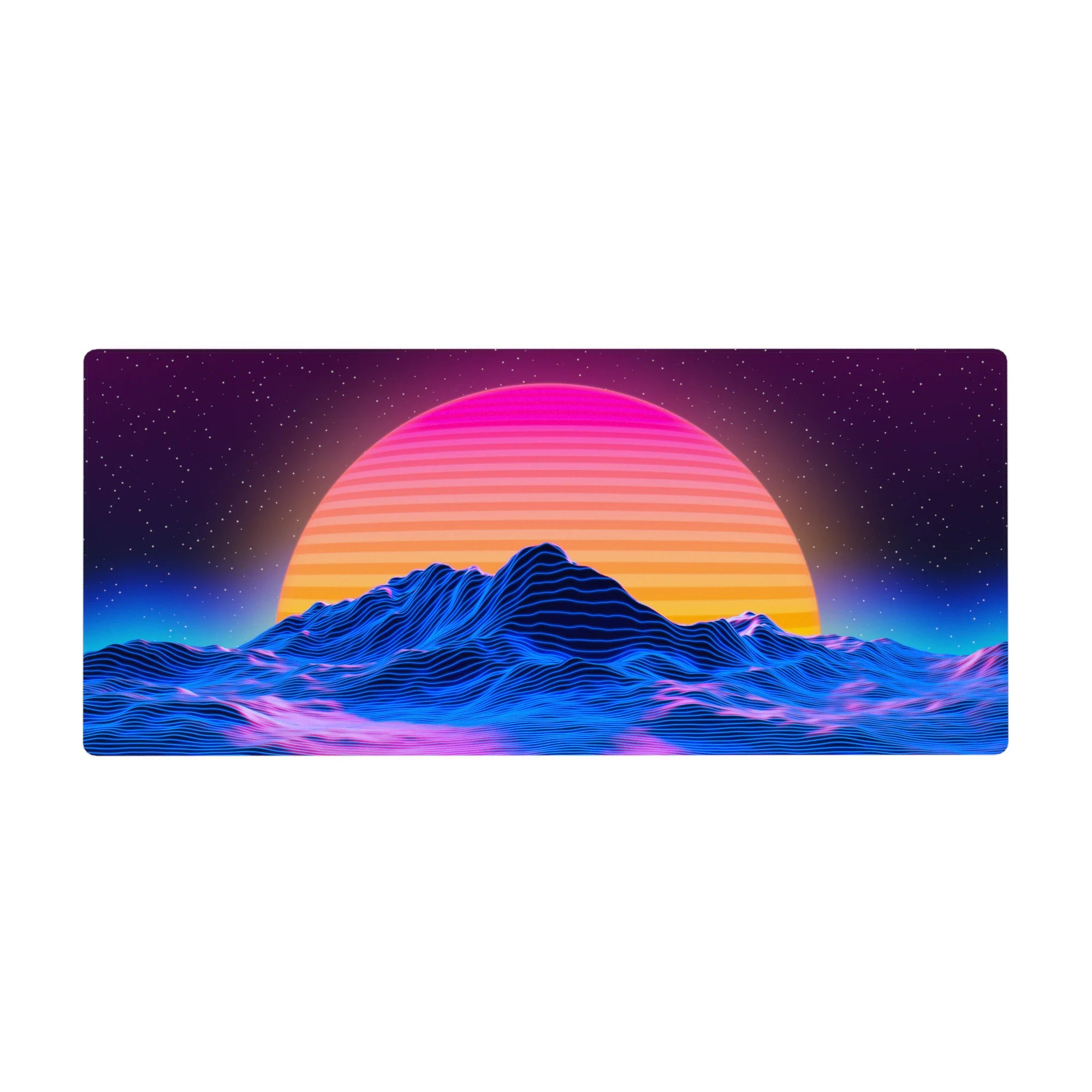 Retrowave - Vaporwave Deskmat | Mousepad | Deskpad - Retro Sunset Peaks - AniChan