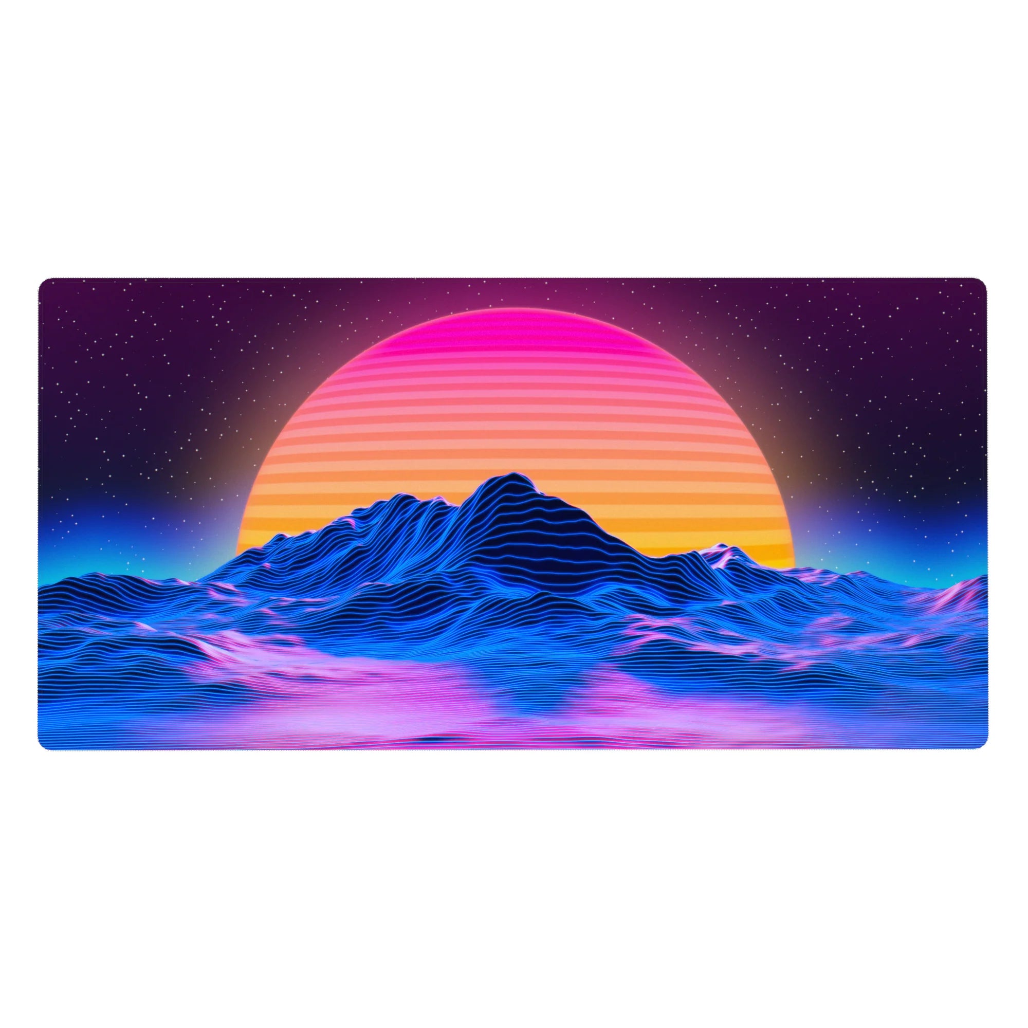 Retrowave - Vaporwave Deskmat | Mousepad | Deskpad - Retro Sunset Peaks - AniChan