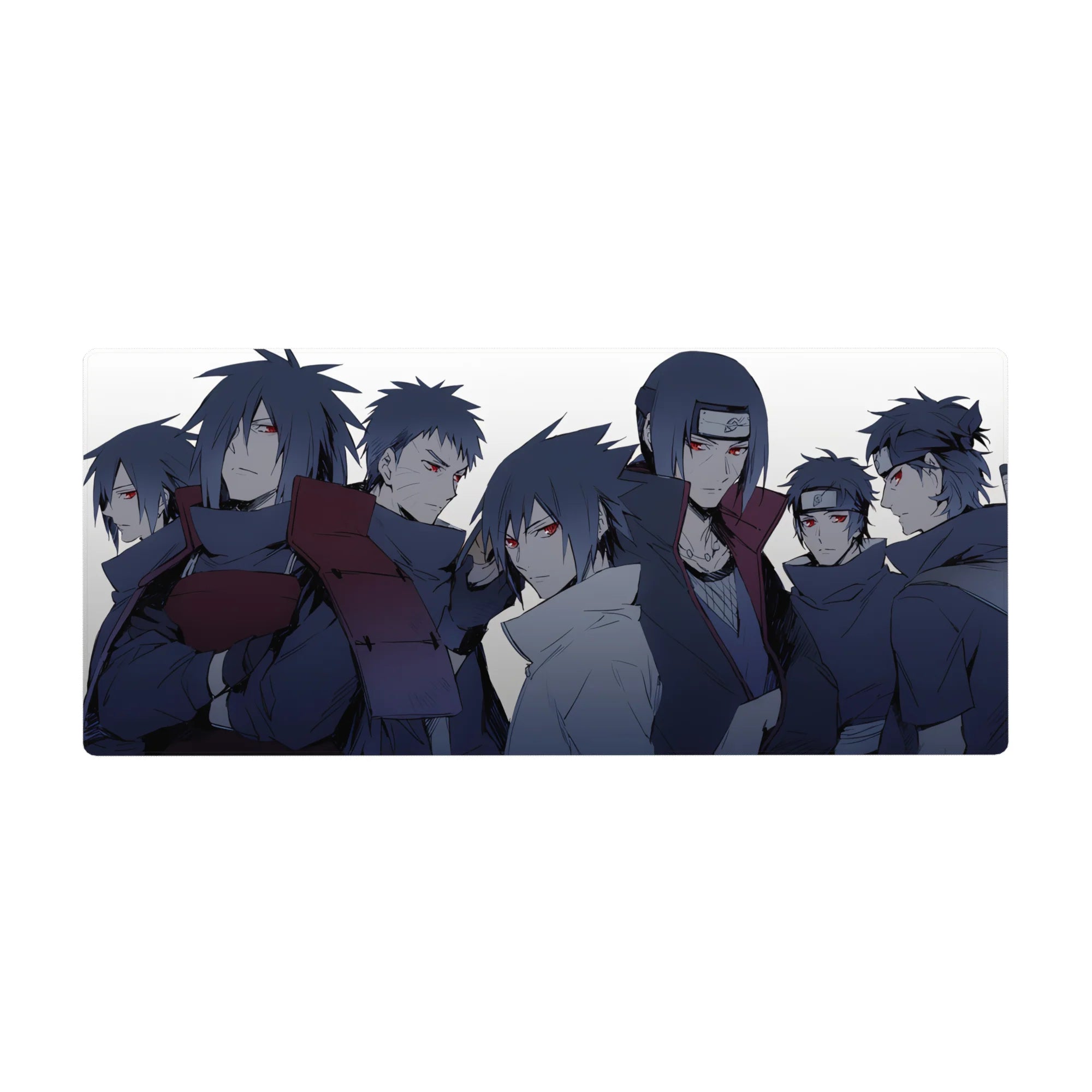 Naruto Shippuden Uchiha clan collage desk pad, smooth tracking extended mouse mat 36x16 inches.