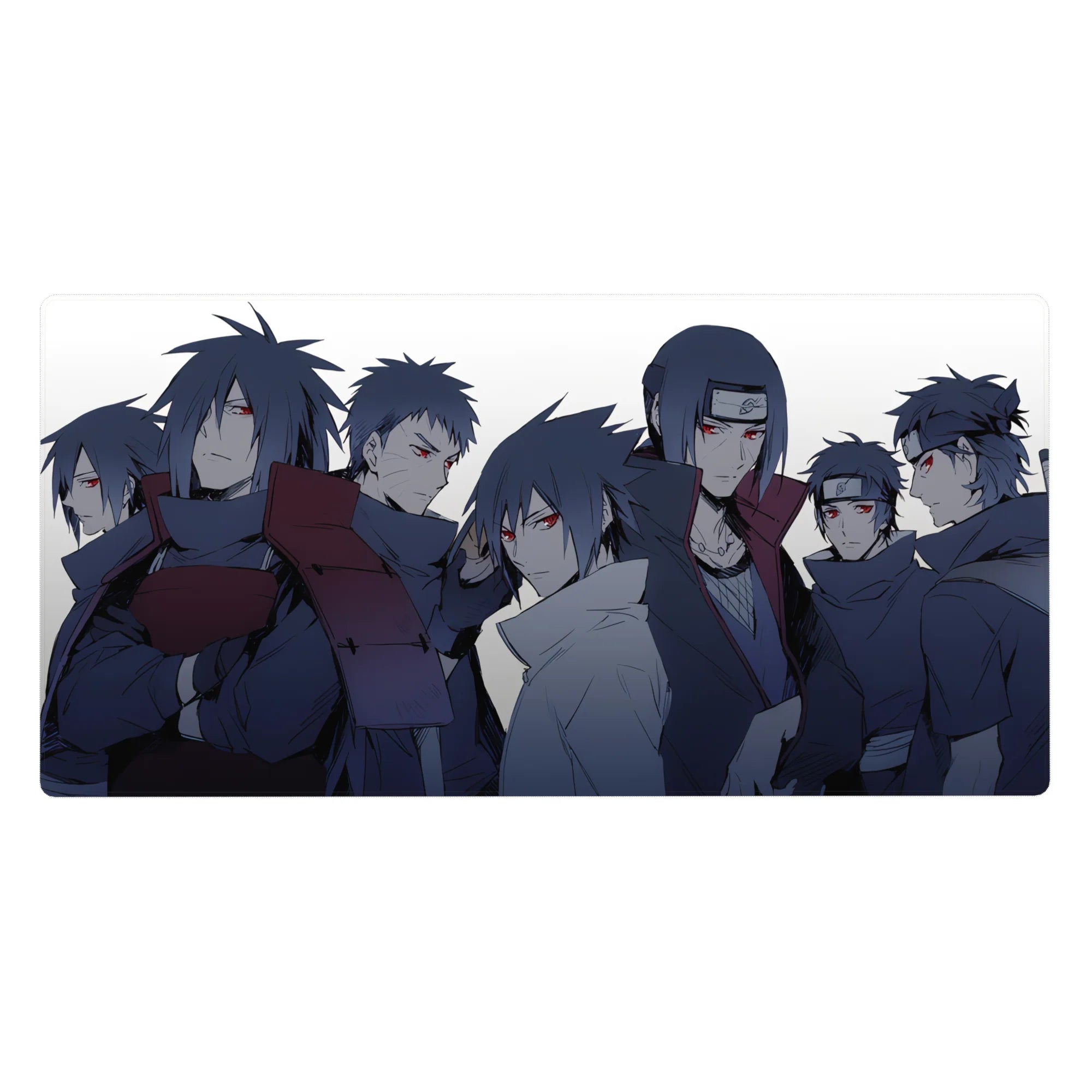 Naruto Shippuden Uchiha lineup desk pad, Sasuke Itachi Madara Obito, 40x20 inches.