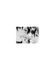 Classic anime mouse pad 14x10 inches with close-up manga couple, halftone shading, sharp inked linework.