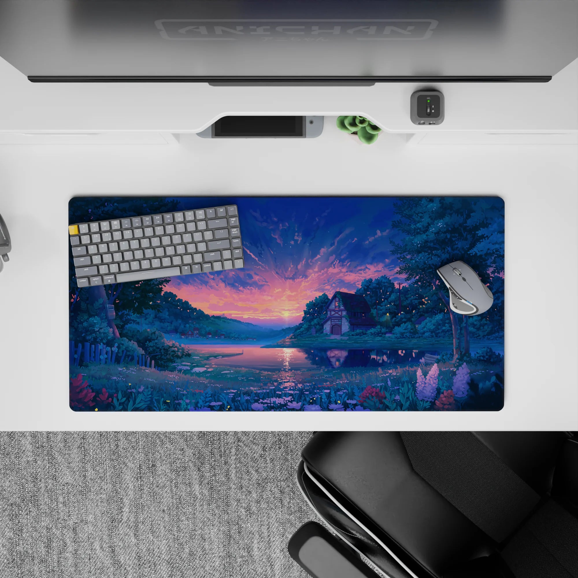 Fantasy Landscapes Deskmat | Mousepad | Deskpad - Tranquil Lakeside Sunset