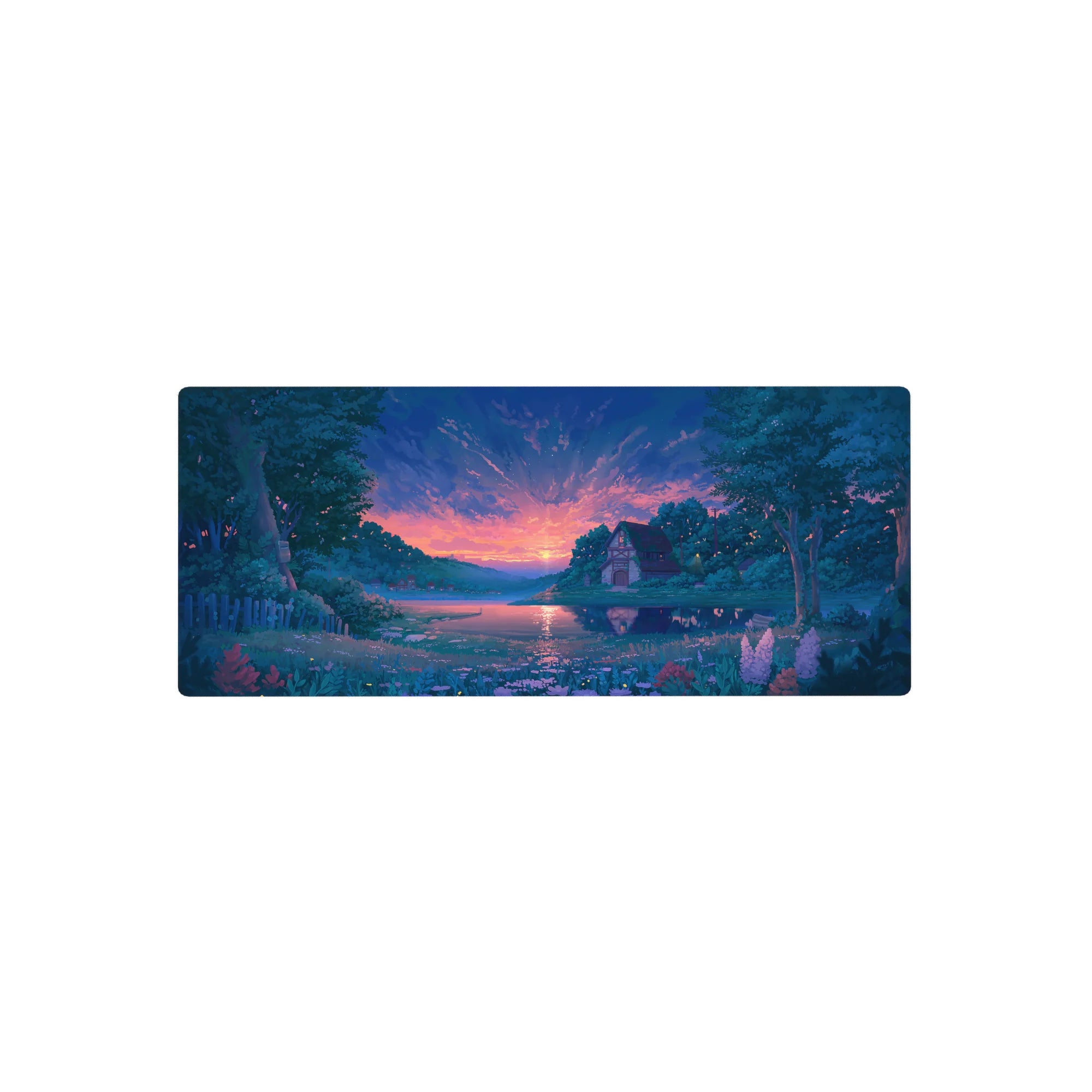 Fantasy Landscapes Deskmat | Mousepad | Deskpad - Tranquil Lakeside Sunset