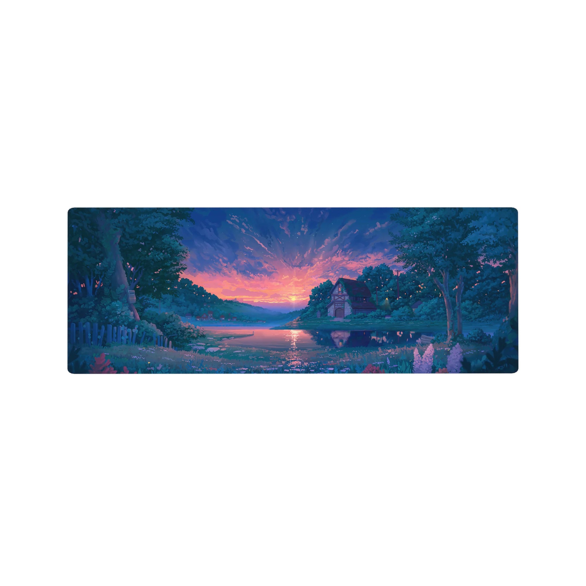 Fantasy Landscapes Deskmat | Mousepad | Deskpad - Tranquil Lakeside Sunset