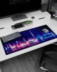 Retrowave - Vaporwave Deskmat | Mousepad | Deskpad - Neon Skyline Reflection - AniChan