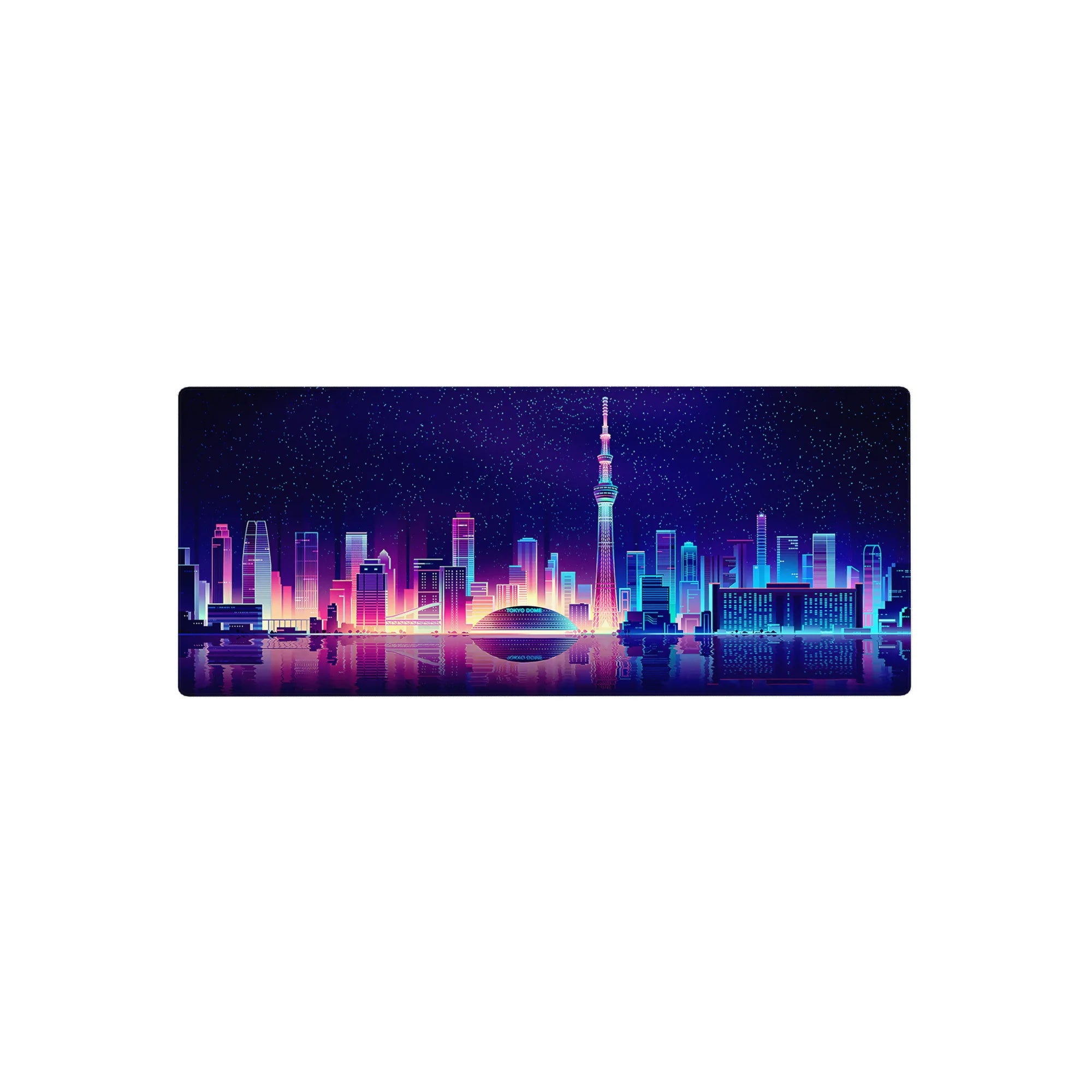 Retrowave - Vaporwave Deskmat | Mousepad | Deskpad - Neon Skyline Reflection - AniChan