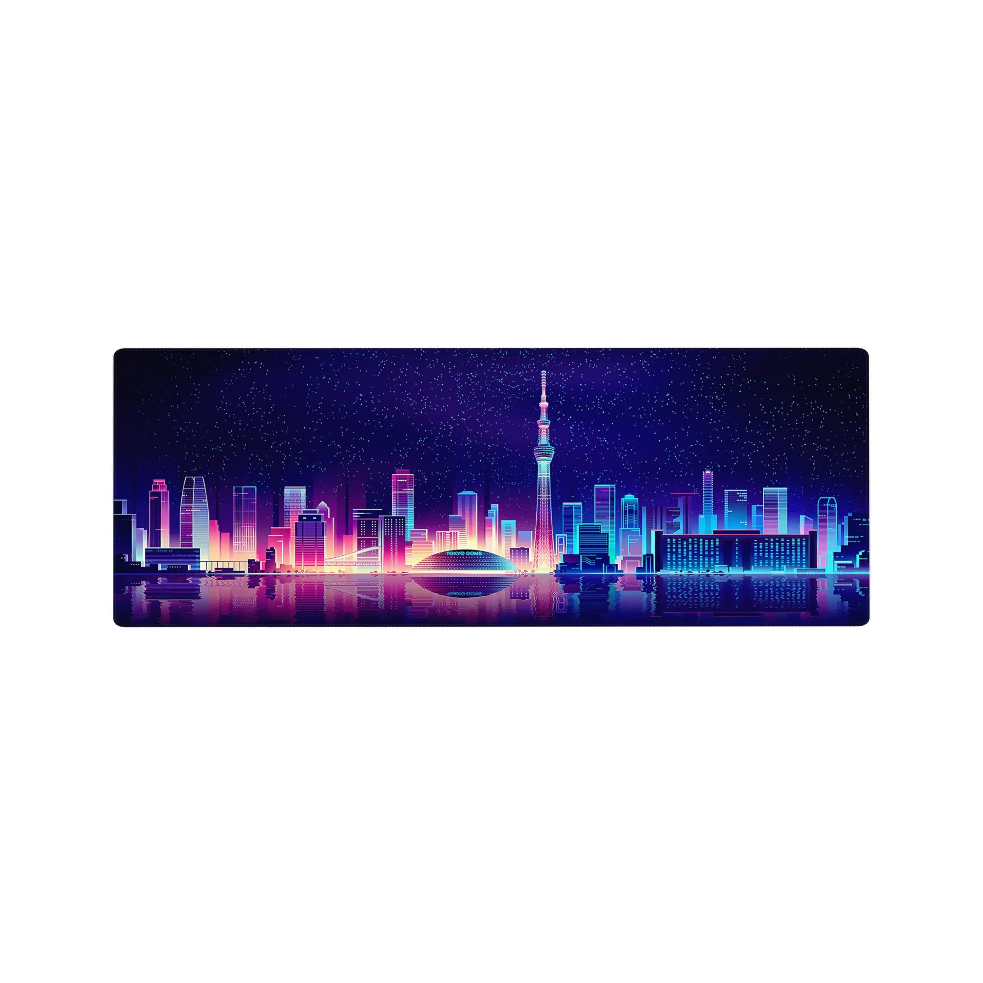 Retrowave - Vaporwave Deskmat | Mousepad | Deskpad - Neon Skyline Reflection - AniChan