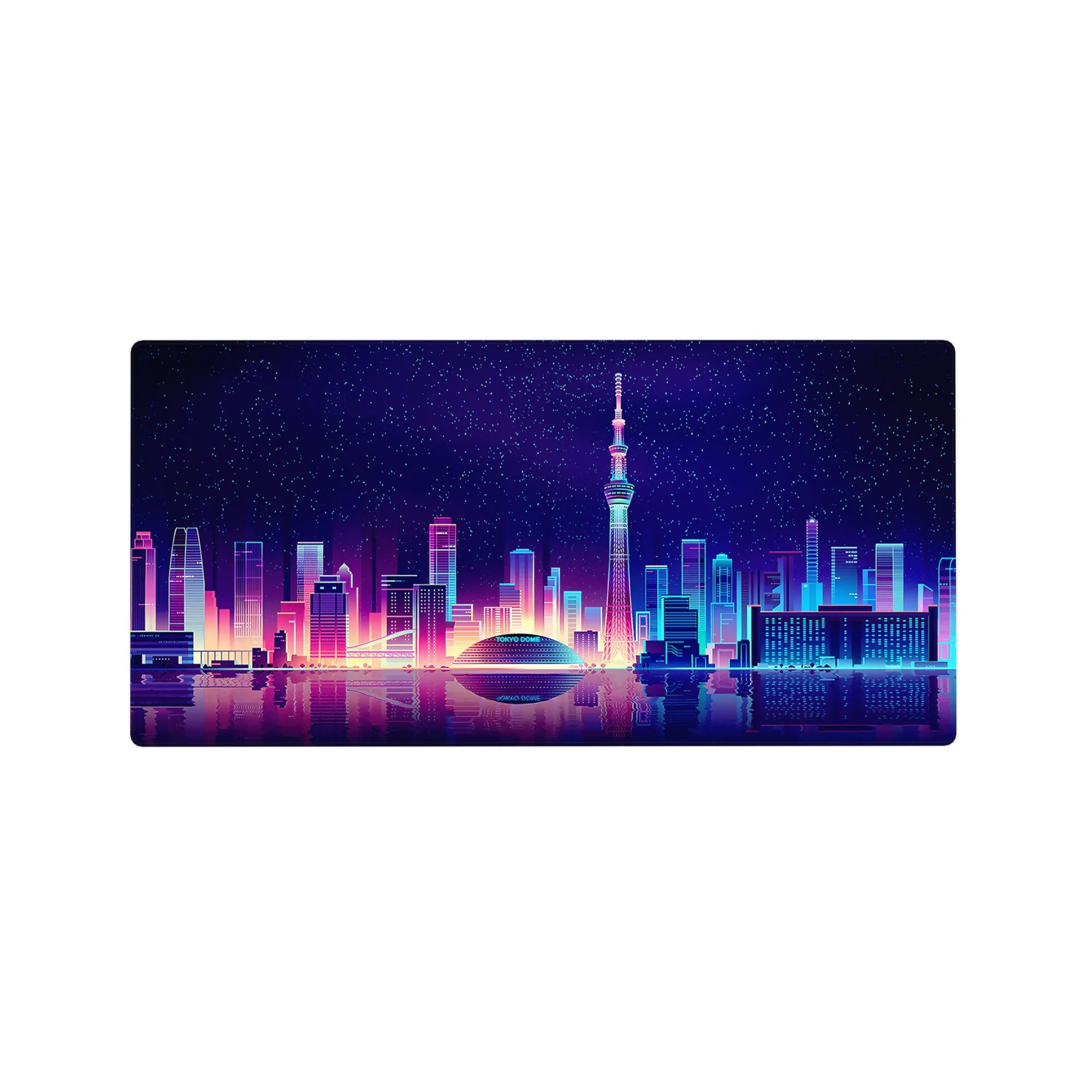 Retrowave - Vaporwave Deskmat | Mousepad | Deskpad - Neon Skyline Reflection - AniChan