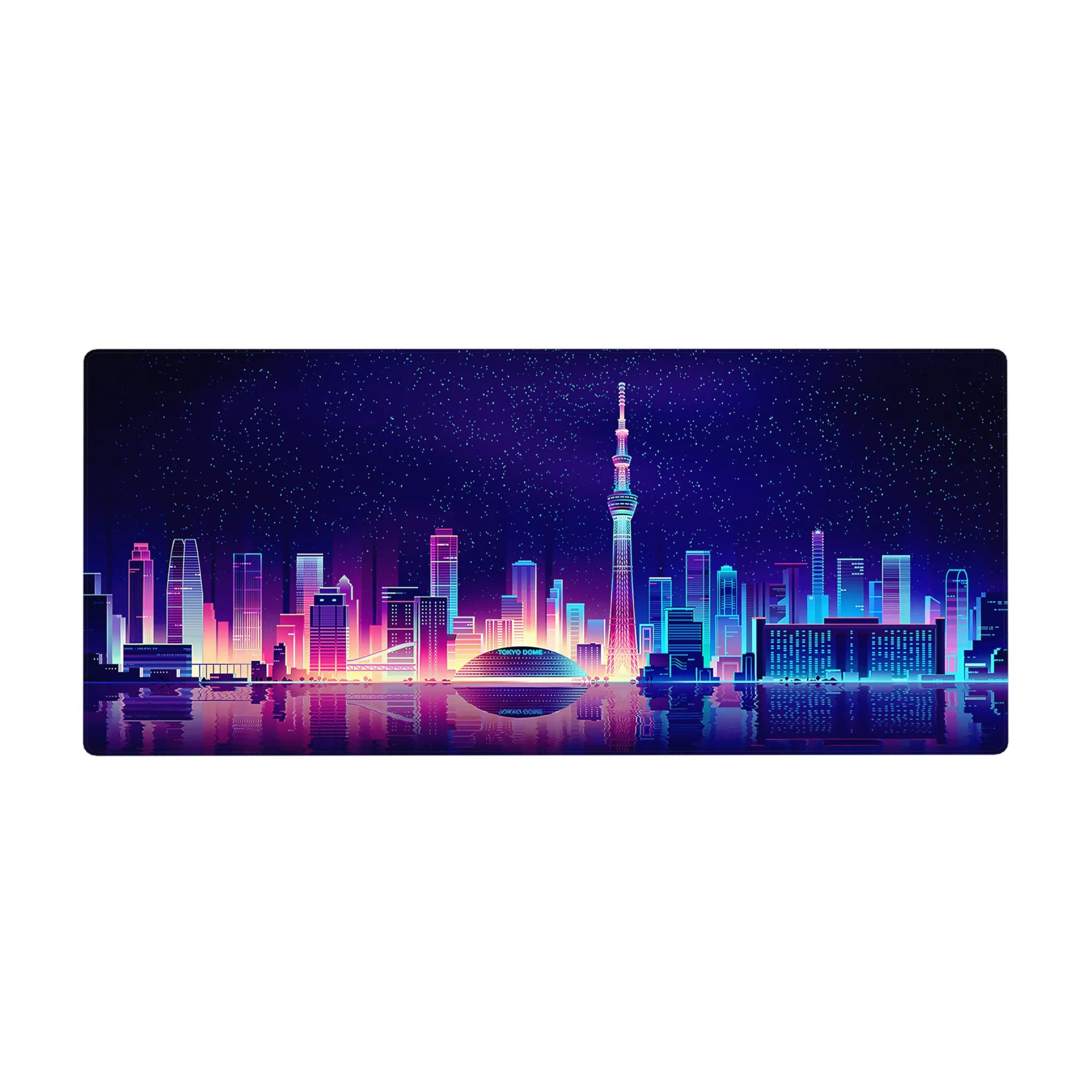 Retrowave - Vaporwave Deskmat | Mousepad | Deskpad - Neon Skyline Reflection - AniChan