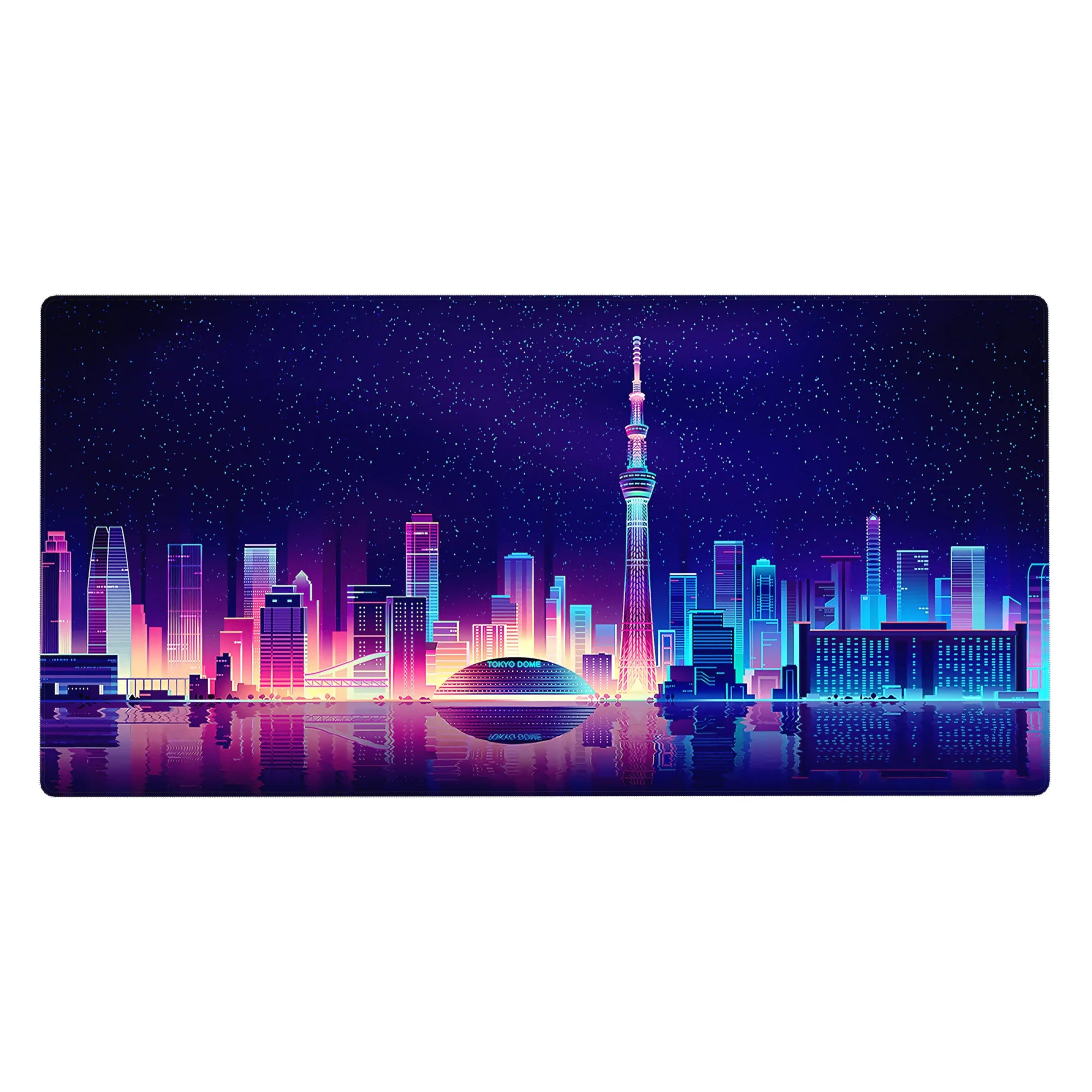 Retrowave - Vaporwave Deskmat | Mousepad | Deskpad - Neon Skyline Reflection - AniChan