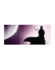 28x12 inches anime mouse pad with moonlit shinobi silhouette, flowing cape, and star-speckled background.