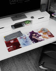 32x12 inches anime girl mouse pad showing four girls lined up: ruby cloak, white hair, black ribbons, blonde.
