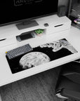 32x12 inches anime mouse pad showing a caped hero diving past shattered rocks toward a giant planet.