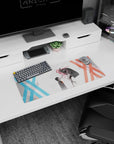 Anime mouse pad 28x12 inches featuring Zero Two and Hiro from Darling in the Franxx, with minimalist red and blue Xs.
