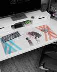 Anime desk pad 36x16 inches featuring Zero Two and Hiro from Darling in the FranXX, capturing their intense connection.