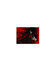 Classic anime mouse pad 14x10 inches with occult seals, shadowed eyes, and a red-coated vampire design.