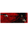 32x12 inches anime mouse pad with Alucard in a red coat, occult seals and shadowed eyes design.