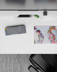 Pastel blue-gray winter anime mouse pad 14x10 inches, soft snow mood and quiet, nostalgic feel.