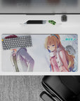 32x16 inches pastel blue-gray anime mouse pad, soft snowy mood with calm, wistful winter lighting.