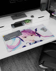 32x16 inches anime girl mouse pad featuring a cute pouty idol girl with pink twintails and teal bows.