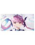 32x16 inches anime girl mouse pad with pink twin-tails, teal ribbons, sparkly accents on a white background.