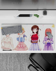 Pastel anime girl mouse pad 32x16 inches, soft comfort vibe with crisp linework and gentle colors.