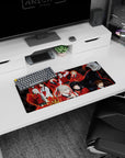 28x12 inches anime mouse pad showing pale twin-braid girl leaning close beside a daring raven-haired girl.