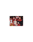 Classic anime girl mouse pad 14x10 inches with twin-braid and raven-haired girls on glossy checkerboard.