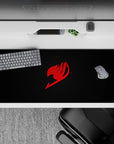36x16 inches anime mouse pad in bold red and charcoal, sleek confident vibe for gaming or study.