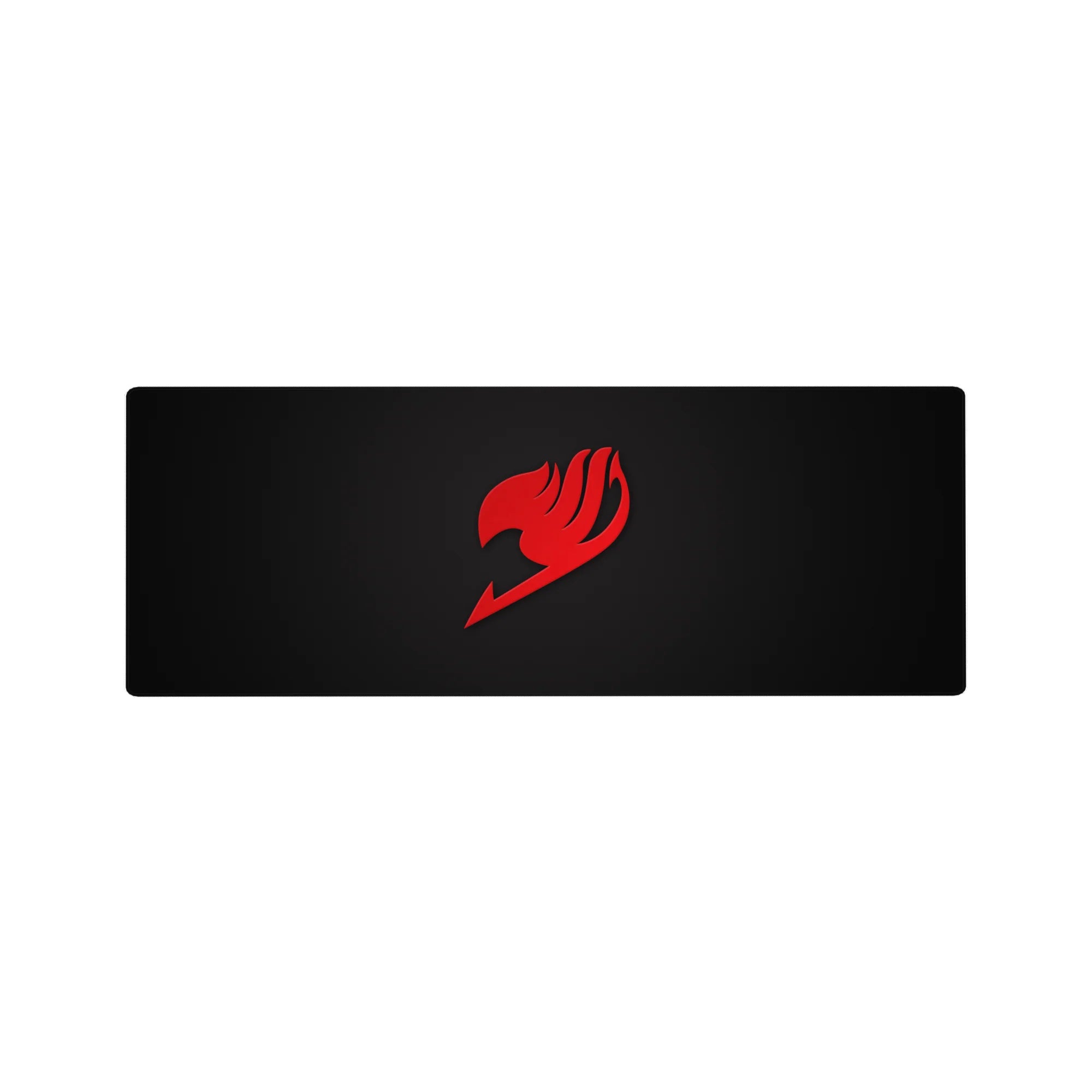32x12 inches anime mouse pad with crimson guild emblem on deep charcoal black minimalist desk mat.