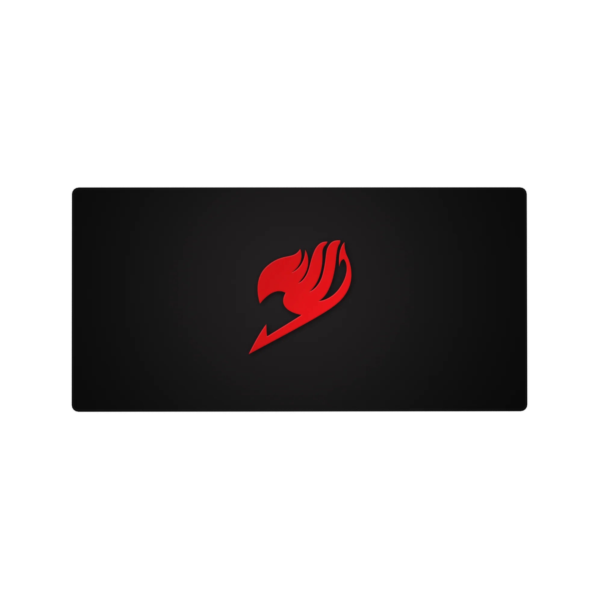 Crimson guild emblem on deep charcoal black anime mouse pad, extended desk mat 32x16 inches.