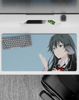 Cool sky-blue anime girl mouse pad 32x16 inches, airy calm vibe for study nights, smooth tracking.