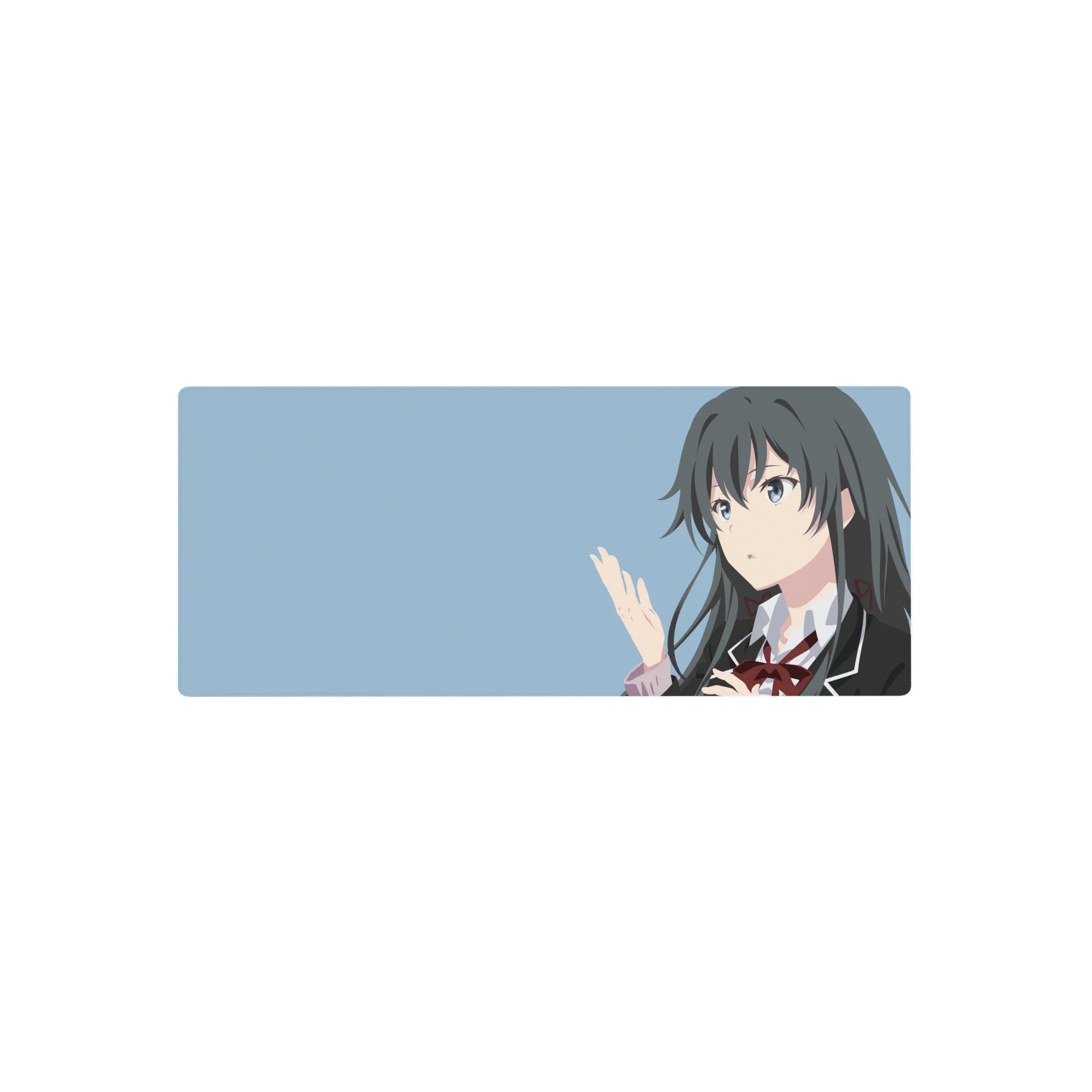 28x12 inches anime girl mouse pad with minimalist Yukino-style portrait, crisp uniform lines, clean desk look.