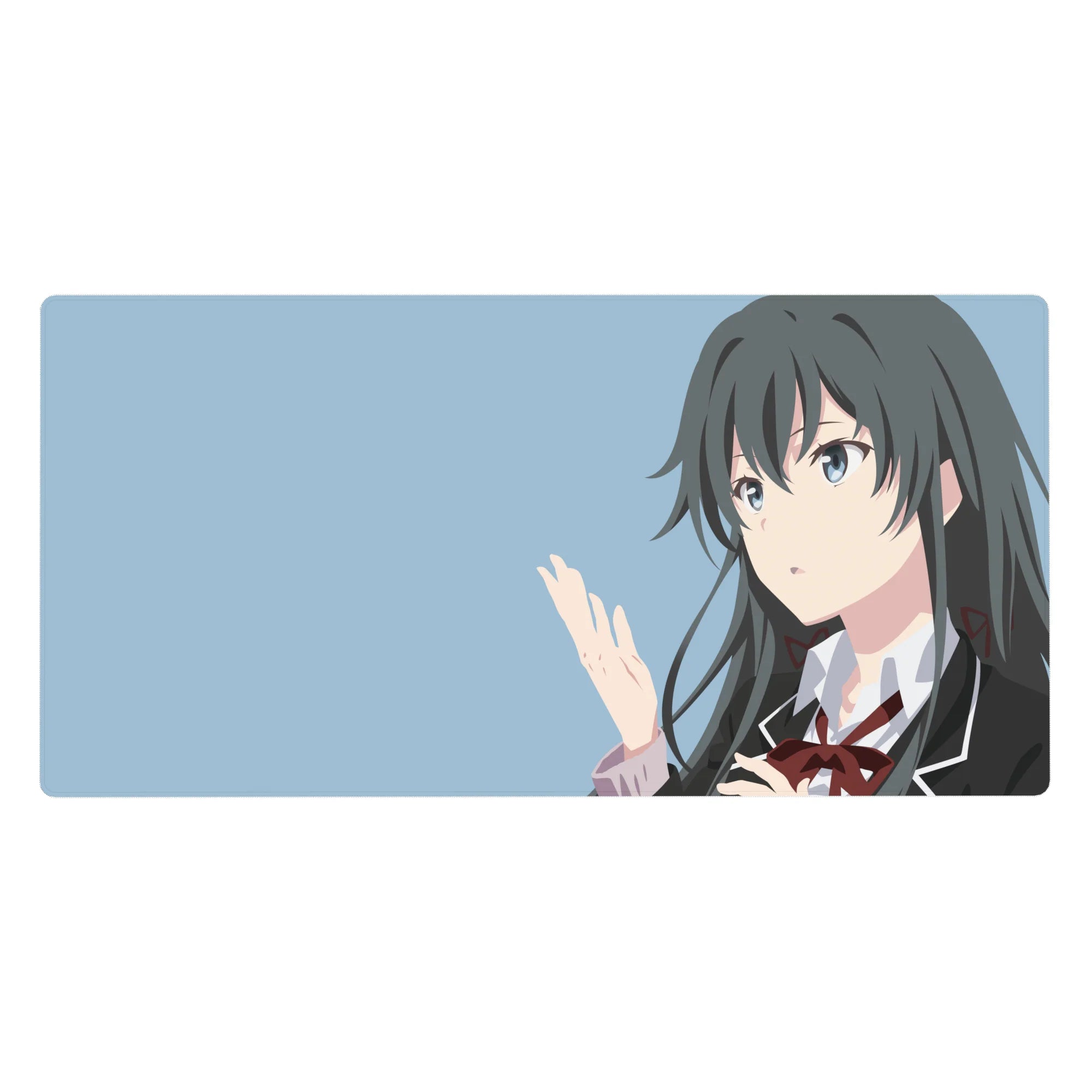 Minimalist anime girl desk pad 40x20 inches with clean uniform line art and tidy flirty vibe.