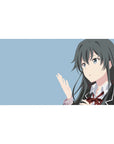 Minimalist anime girl desk pad 40x20 inches with clean uniform line art and tidy flirty vibe.