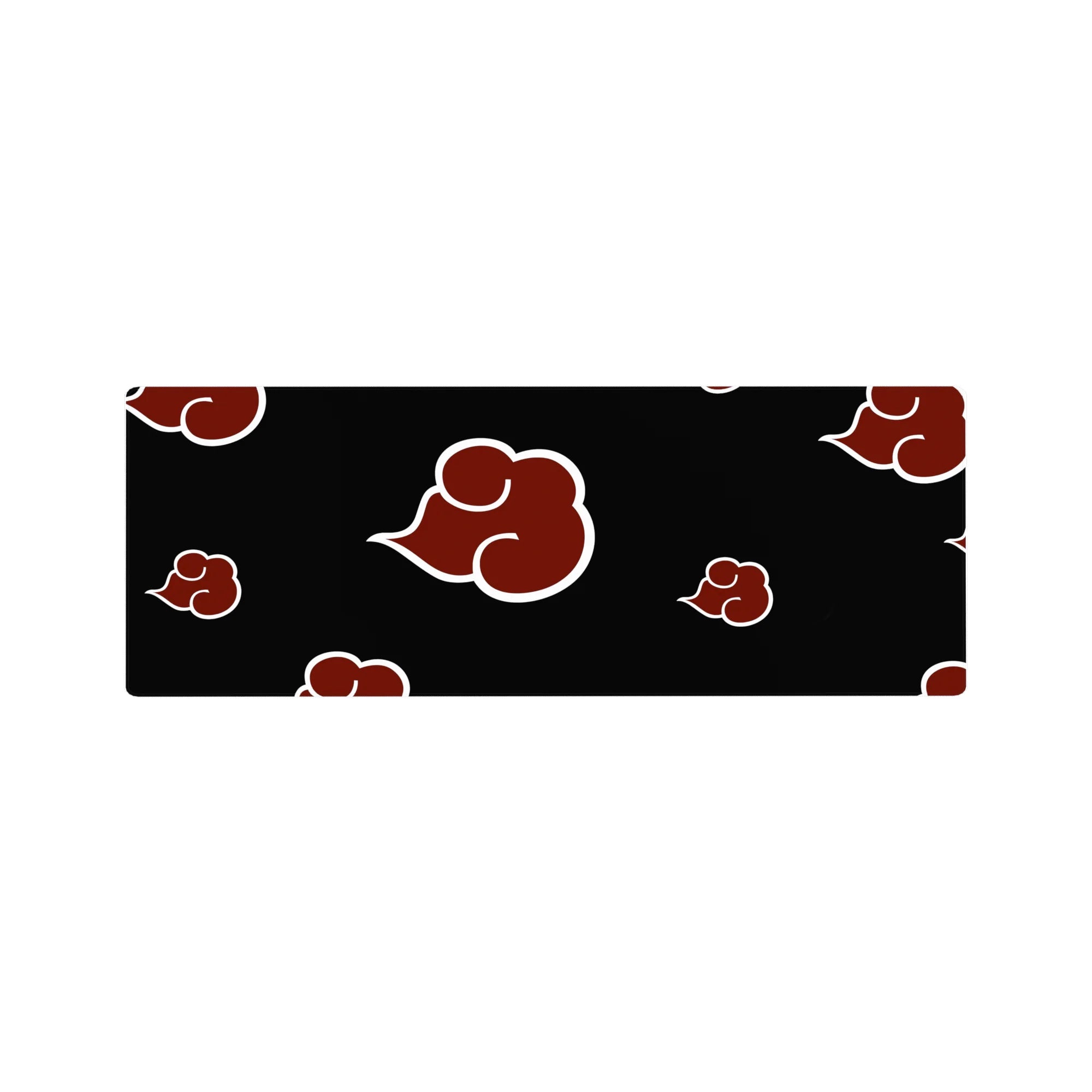 32x12 inches anime mouse pad with Akatsuki red cloud pattern on deep black, extended desk mat.