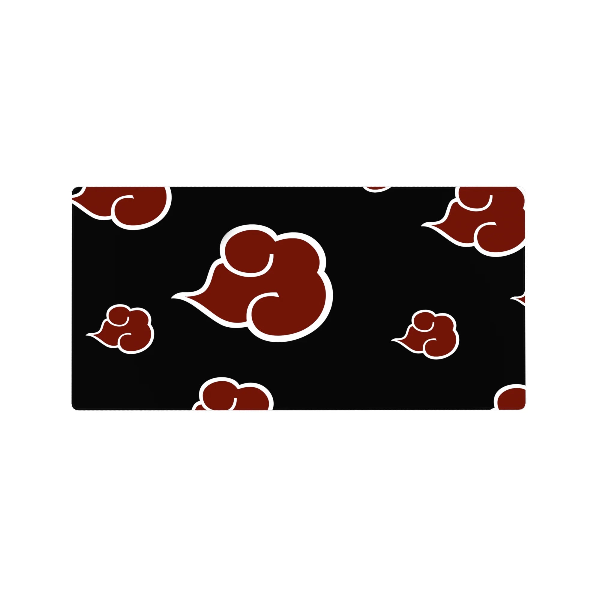 Akatsuki cloud pattern anime mouse pad, black background with red clouds, 32x16 inches.