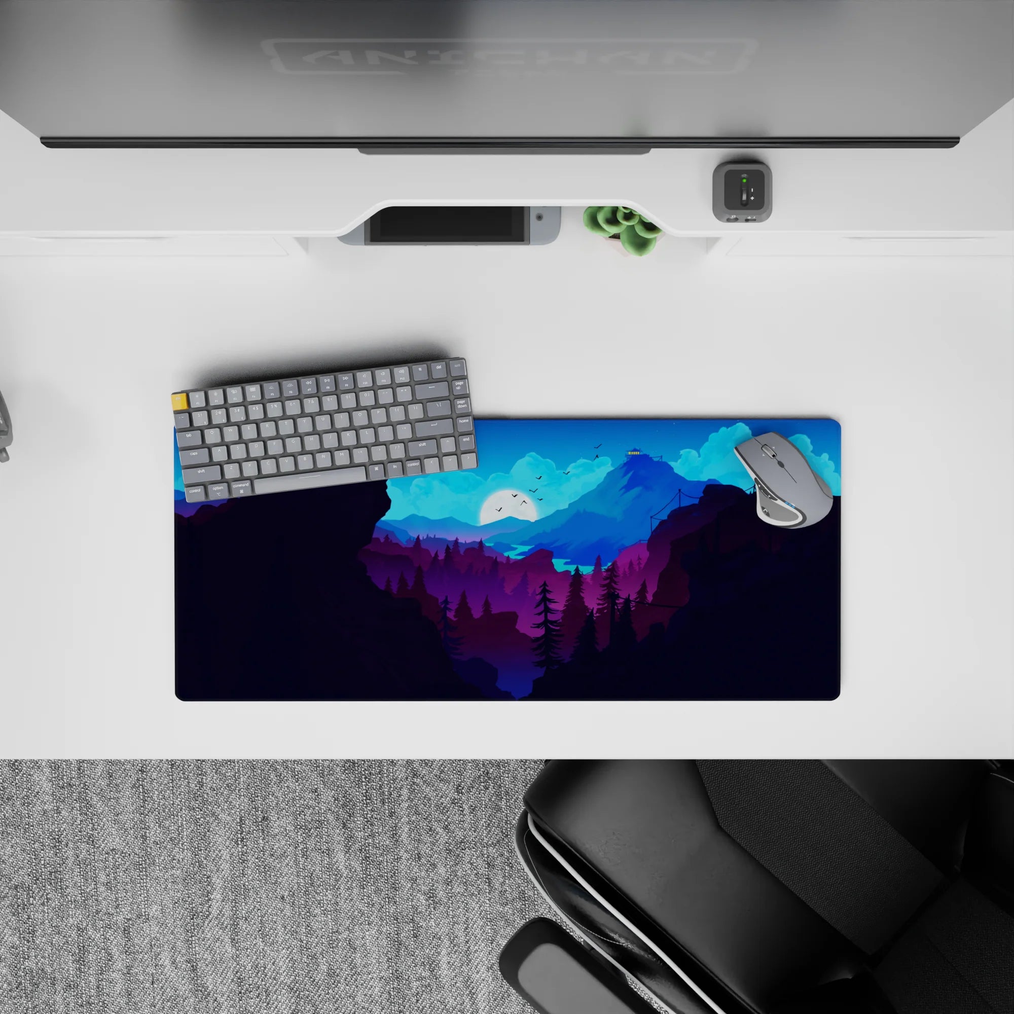 Vector Landscapes Deskmat | Mousepad | Deskpad - Midnight Peaks