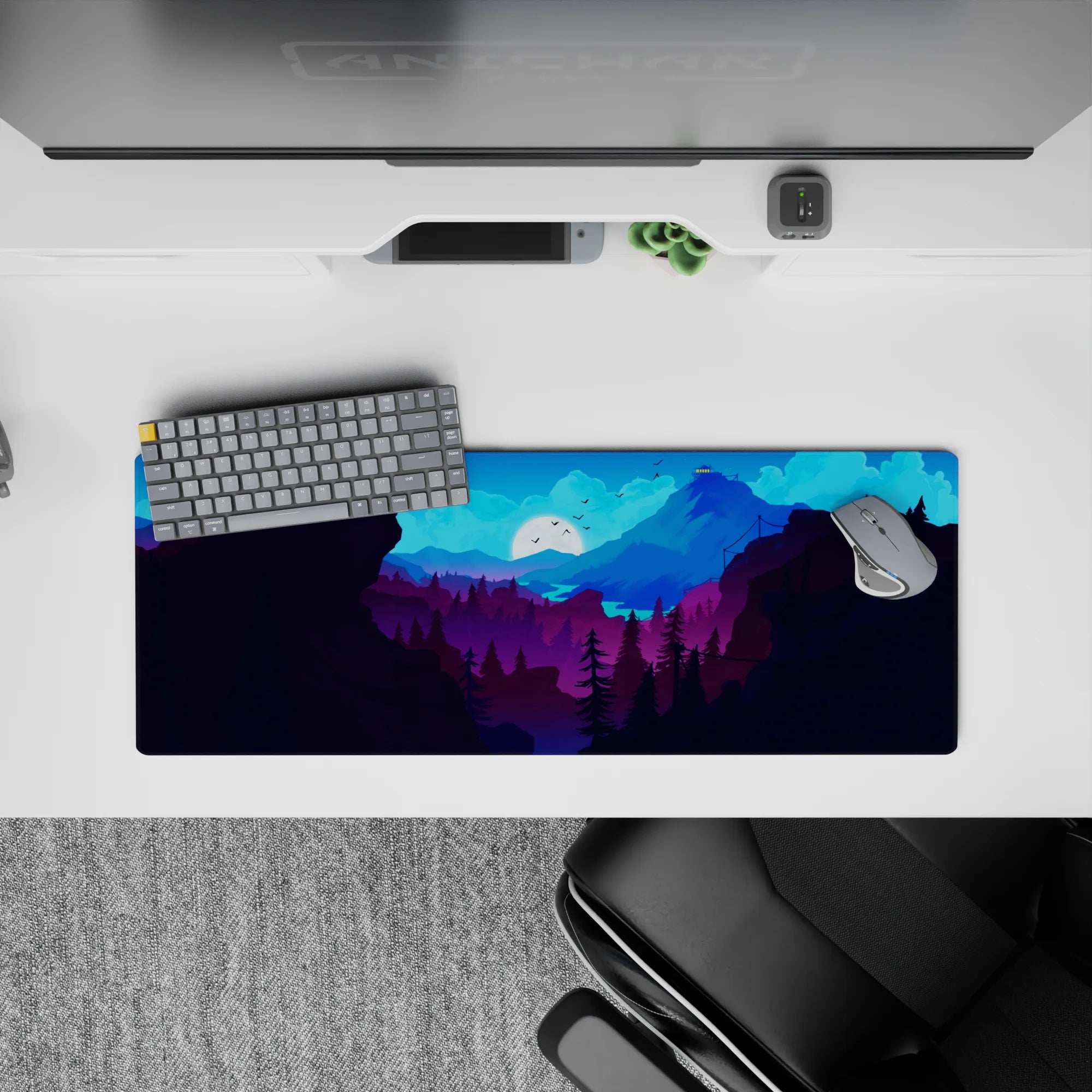 Vector Landscapes Deskmat | Mousepad | Deskpad - Midnight Peaks