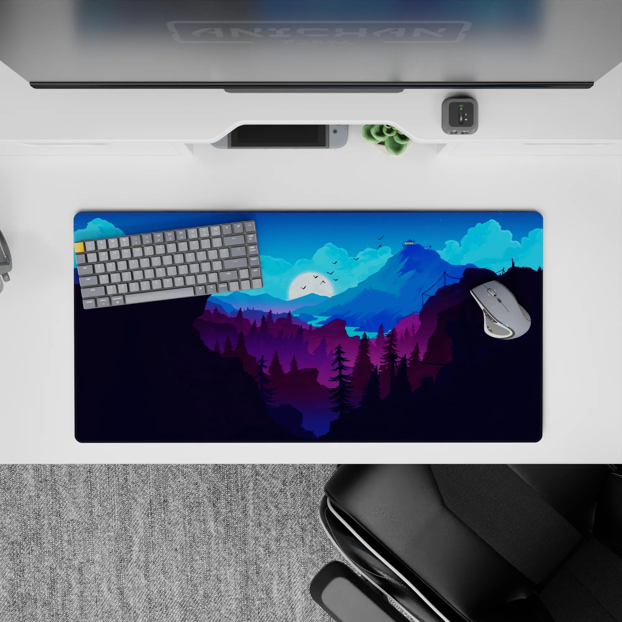 Vector Landscapes Deskmat | Mousepad | Deskpad - Midnight Peaks