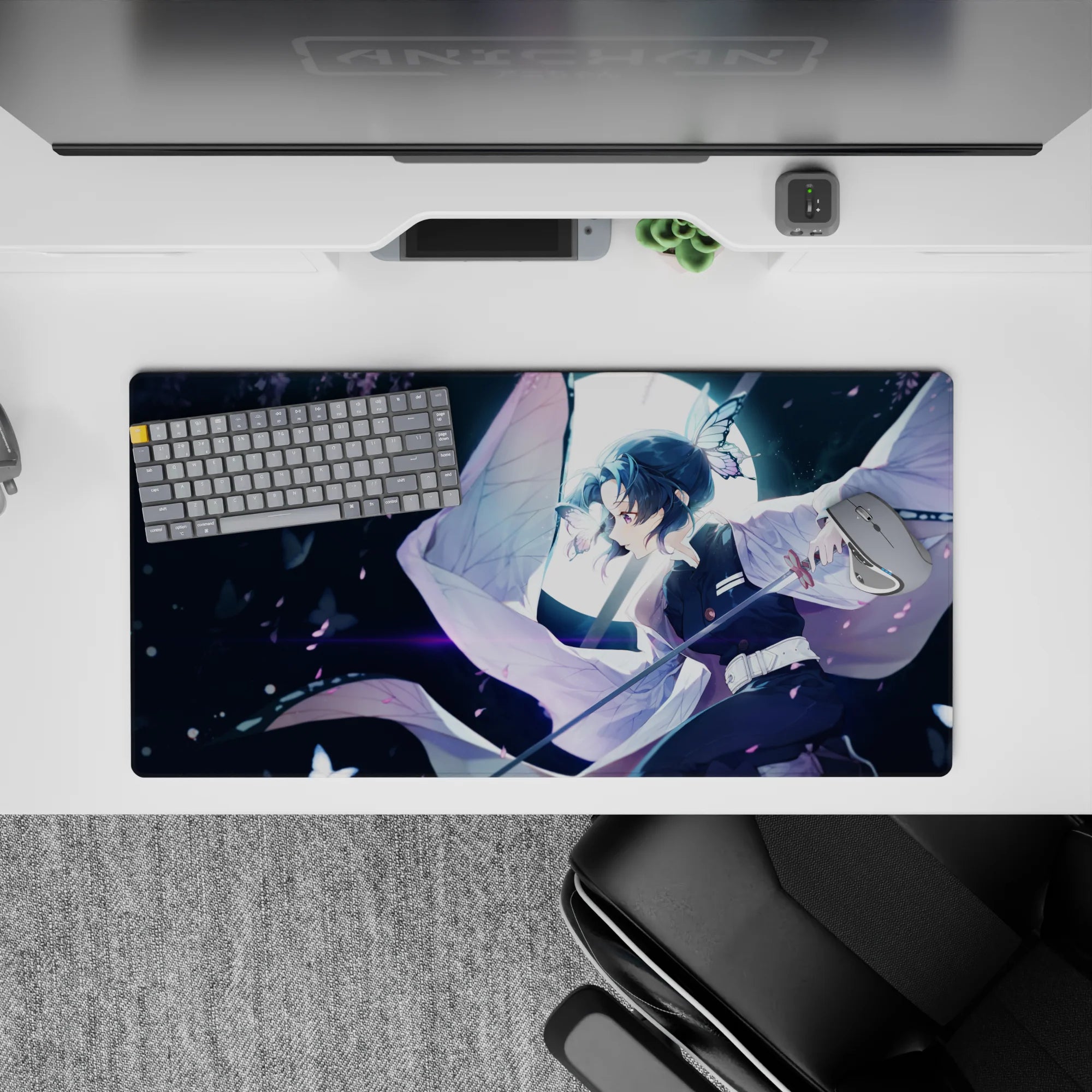 Demon Slayer Deskmat | Mousepad | Deskpad - Butterfly Dance in Moonlight - AniChan