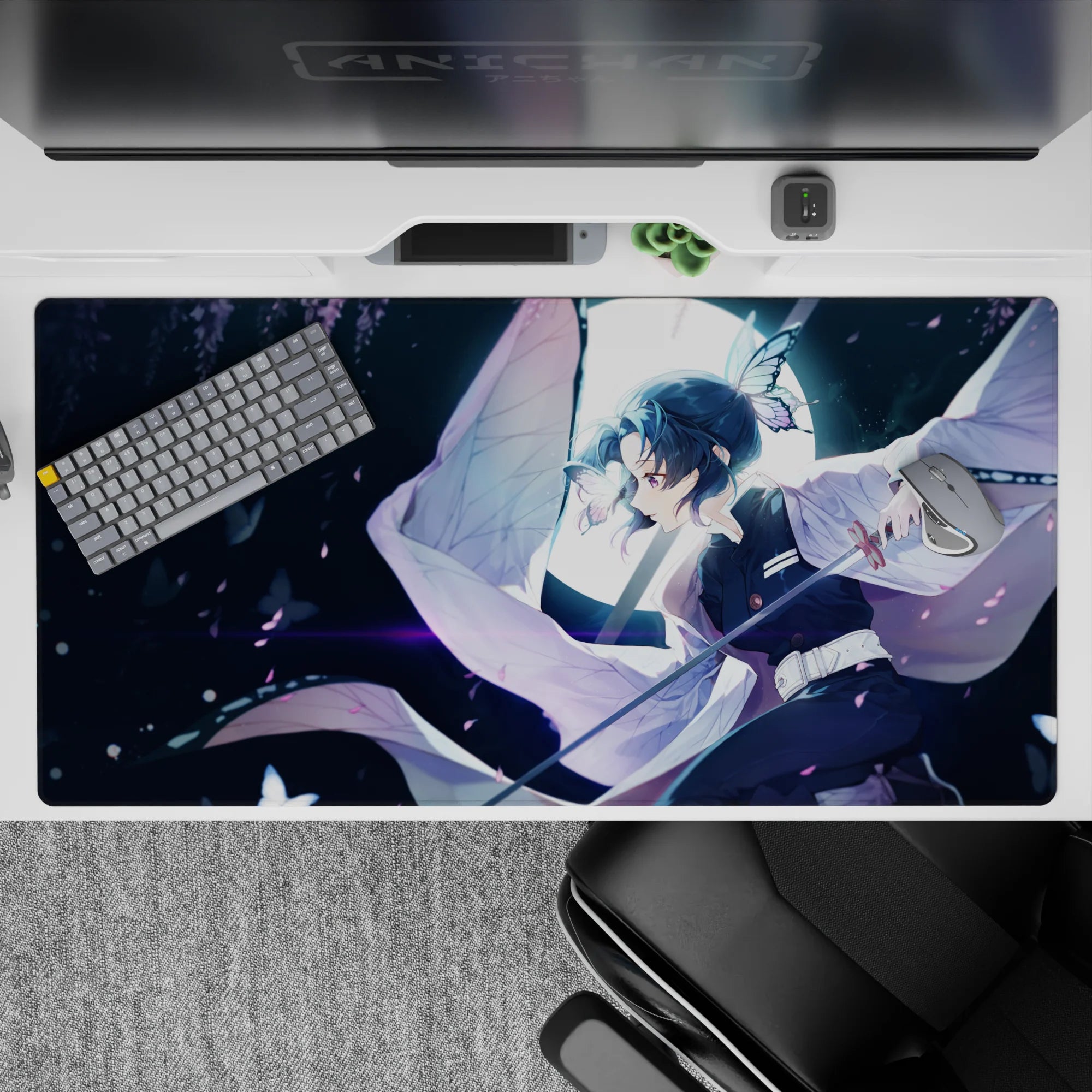 Demon Slayer Deskmat | Mousepad | Deskpad - Butterfly Dance in Moonlight - AniChan