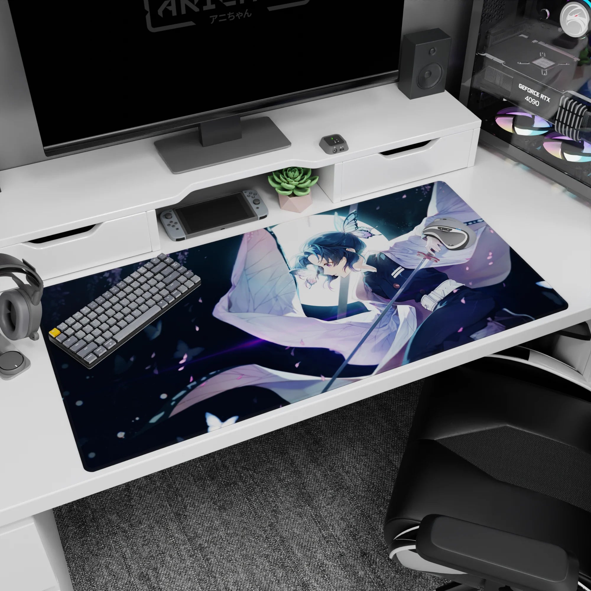 Demon Slayer Deskmat | Mousepad | Deskpad - Butterfly Dance in Moonlight - AniChan